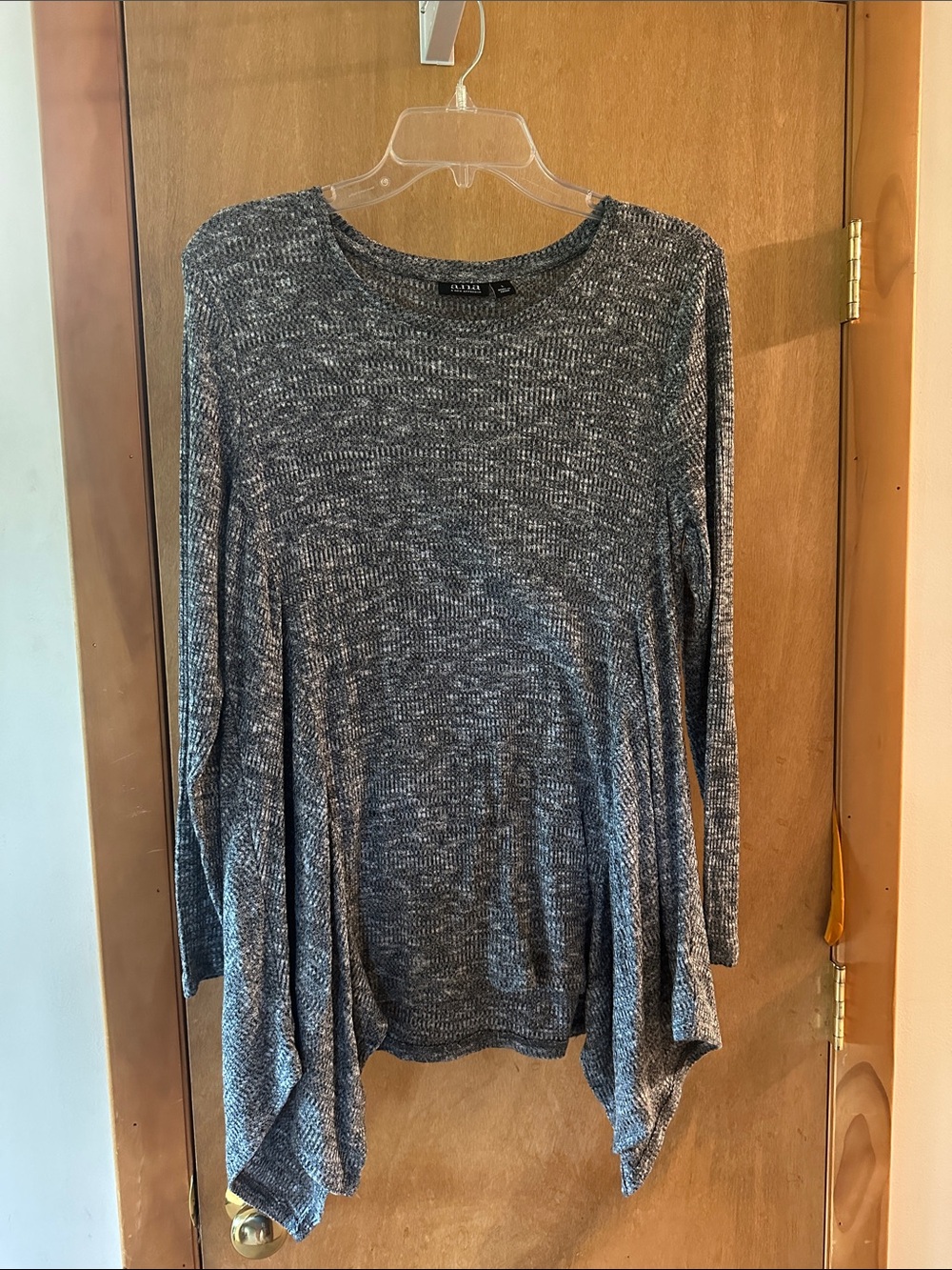 ANA Gray Marled Knit Long-Sleeve Top